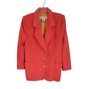 Escada By‎ Margaretha Ley Womens Pink Wool 2 Button Front Suit Jacket Size 42